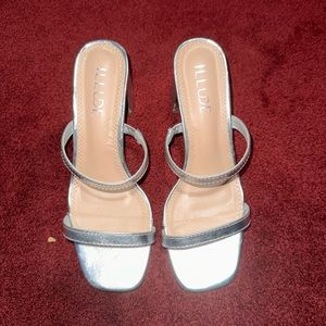 Silver block heels